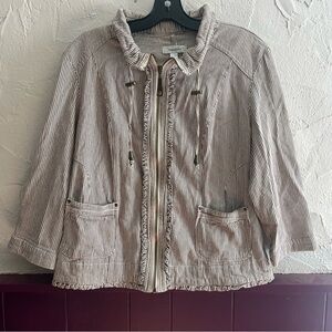 Dressbarn Brown and White Striped Jacket Size Large
